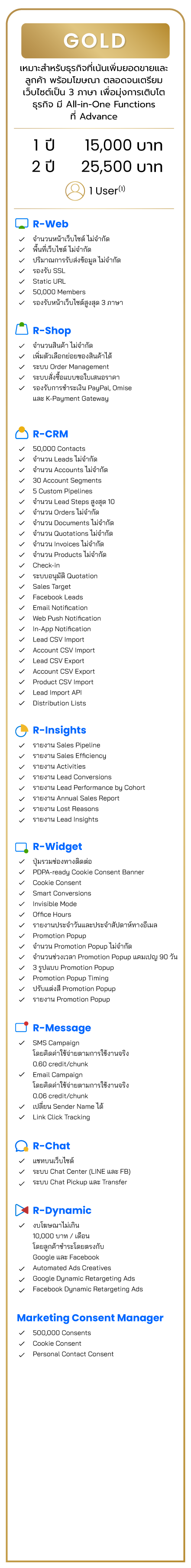 แพ็กเกจ Gold R-Web เว็บไซต์สำเร็จรูป ทำเว็บไซต์ สร้างเว็บไซต์ ReadyPlanet Marketing Tech Platform